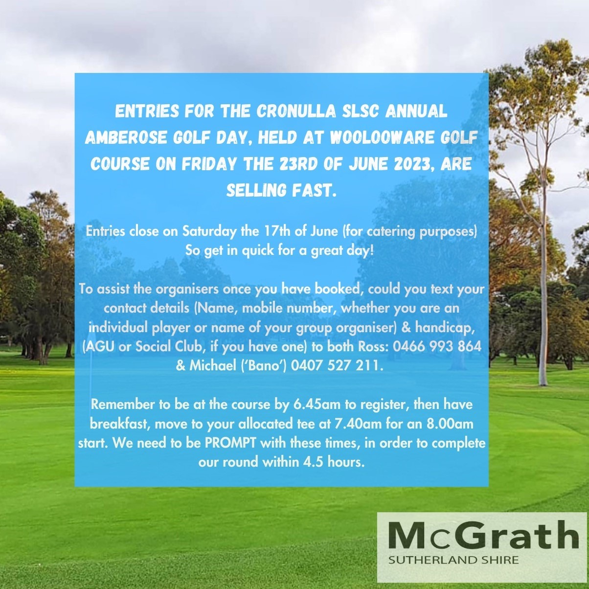 Cronulla SLSC Annual Ambrose Golf Day event flyer