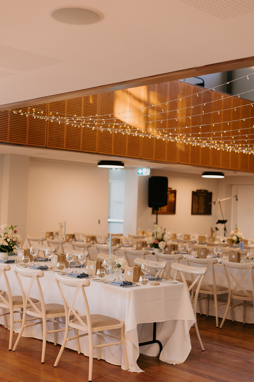Ballroom set with fairy lights at Cronulla Surf Club